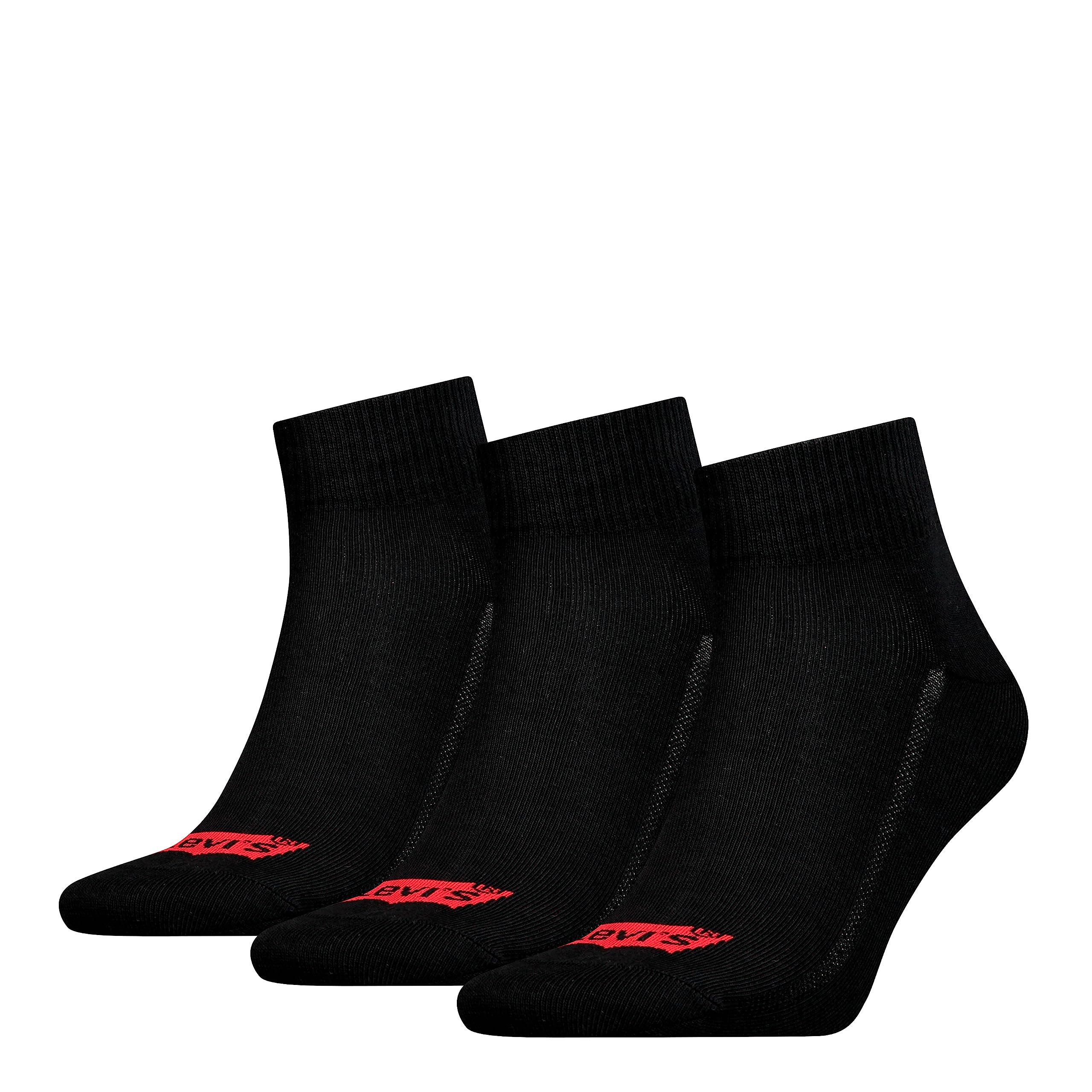 Levi's Unisex Recycled Cotton Quarter Socks, Black, 43/46