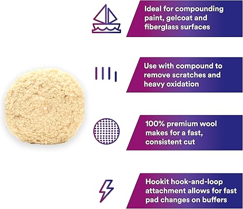 Miniatura 4 de 3M Perfect It 05719 - Almohadilla compuesta de lana, 9 pulgadas, fábrica