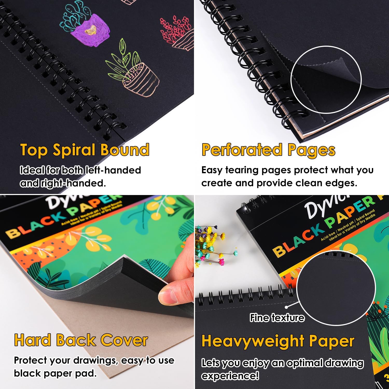 Dyvicl Metallic Marker Pens and Black Paper Pad
