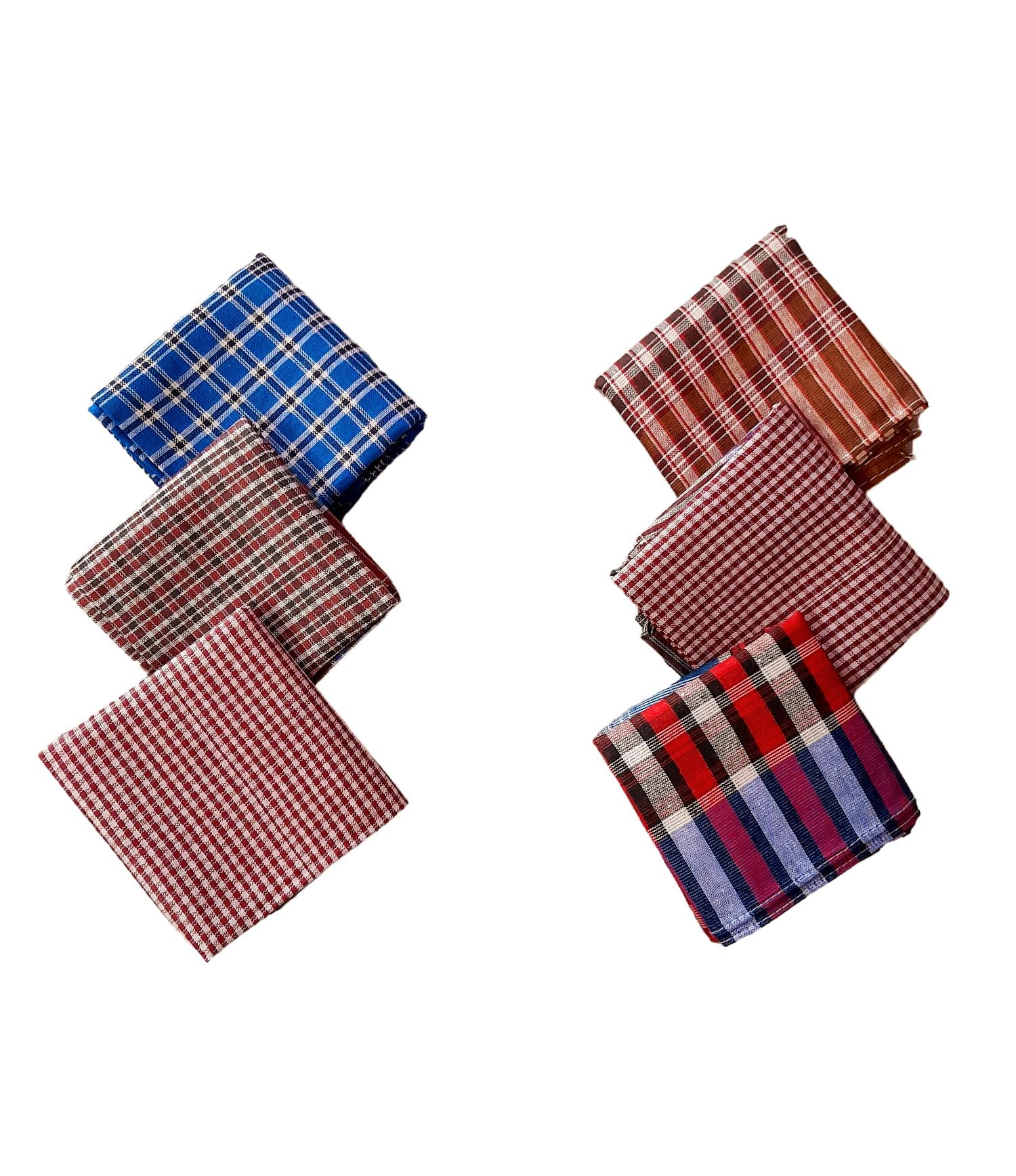 Men's Boys Checked Handkerchief Pack Of 6 Pure Cotton-image-45