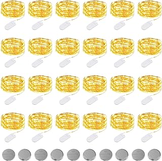 24 Pack Fairy Lights, KOMAKE 7ft 20LED Fairy String Lights Battery Operated Jar Lights, Christmas Lights Silver Coated Copper Wire Lights Firefly Starry Lights for DIY Decor, Wedding, Party, Christmas