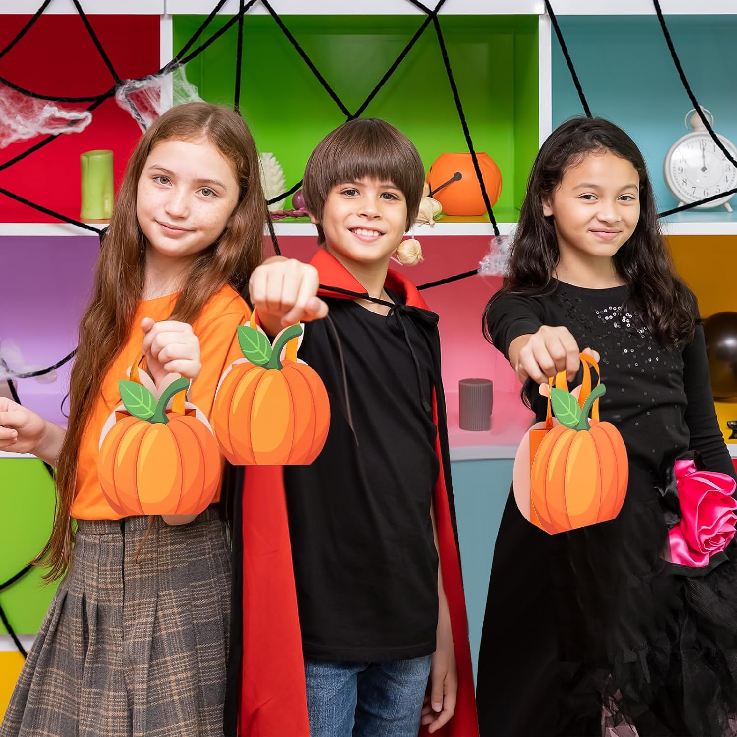 XEQWZVFR 25 Sets Pumpkin Paper Gift Bags with Handle Pumpkin Treat Bags Fall Candy Goodies Bags Grocery Shop Bags Kraft Gift Bag for Autumn Harvest Halloween Baby Shower Thanksgiving Day Party Favors - Image 6