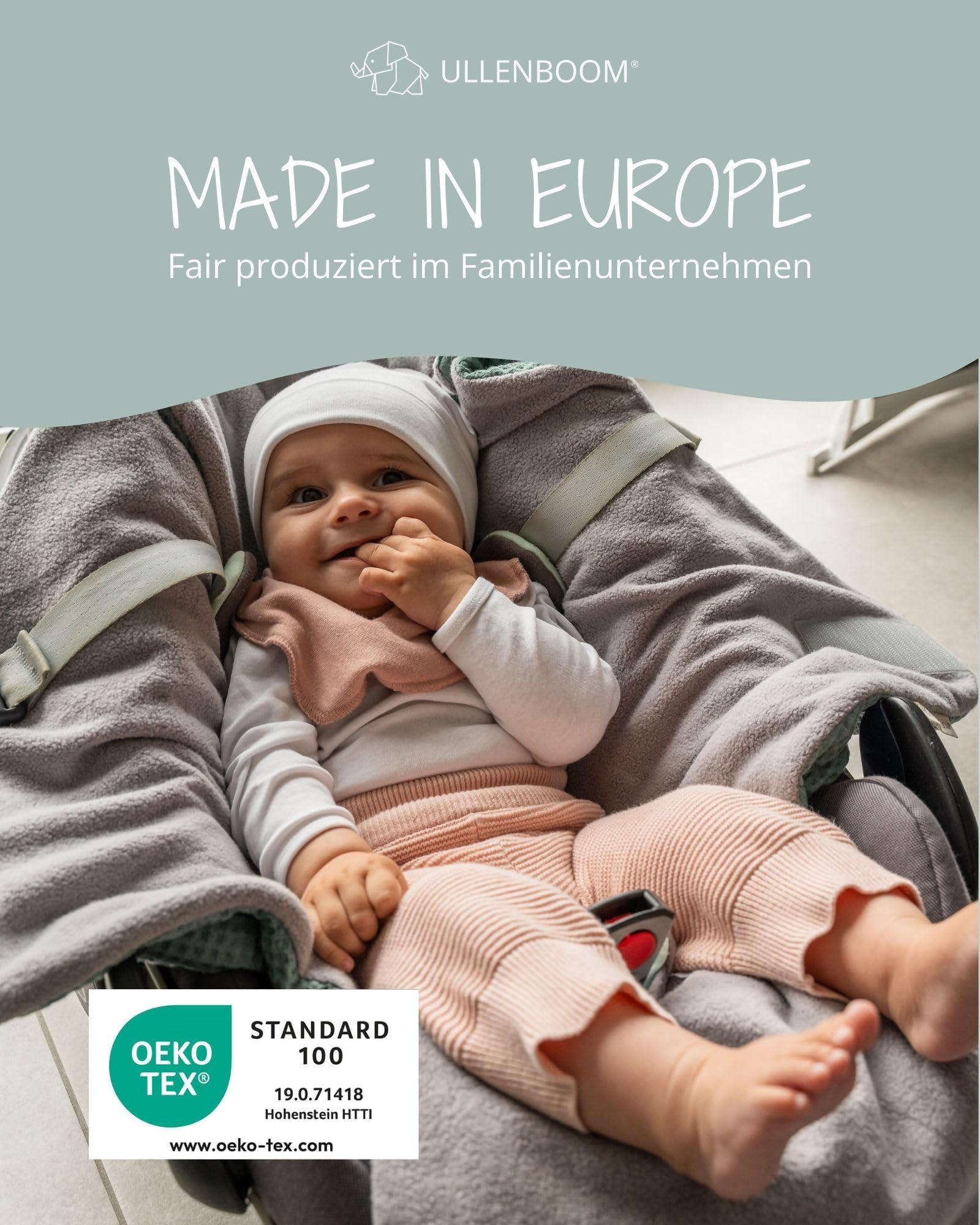 ULLENBOOM Einschlagdecke Babyschale Sommer – Oeko-TEX Materialien, Made in EU – Leichte Babydecke für Frühling & Sommer - Für Kindersitz, Kinderwagen & Buggy, 0-9 Monate (0,5 TOG)