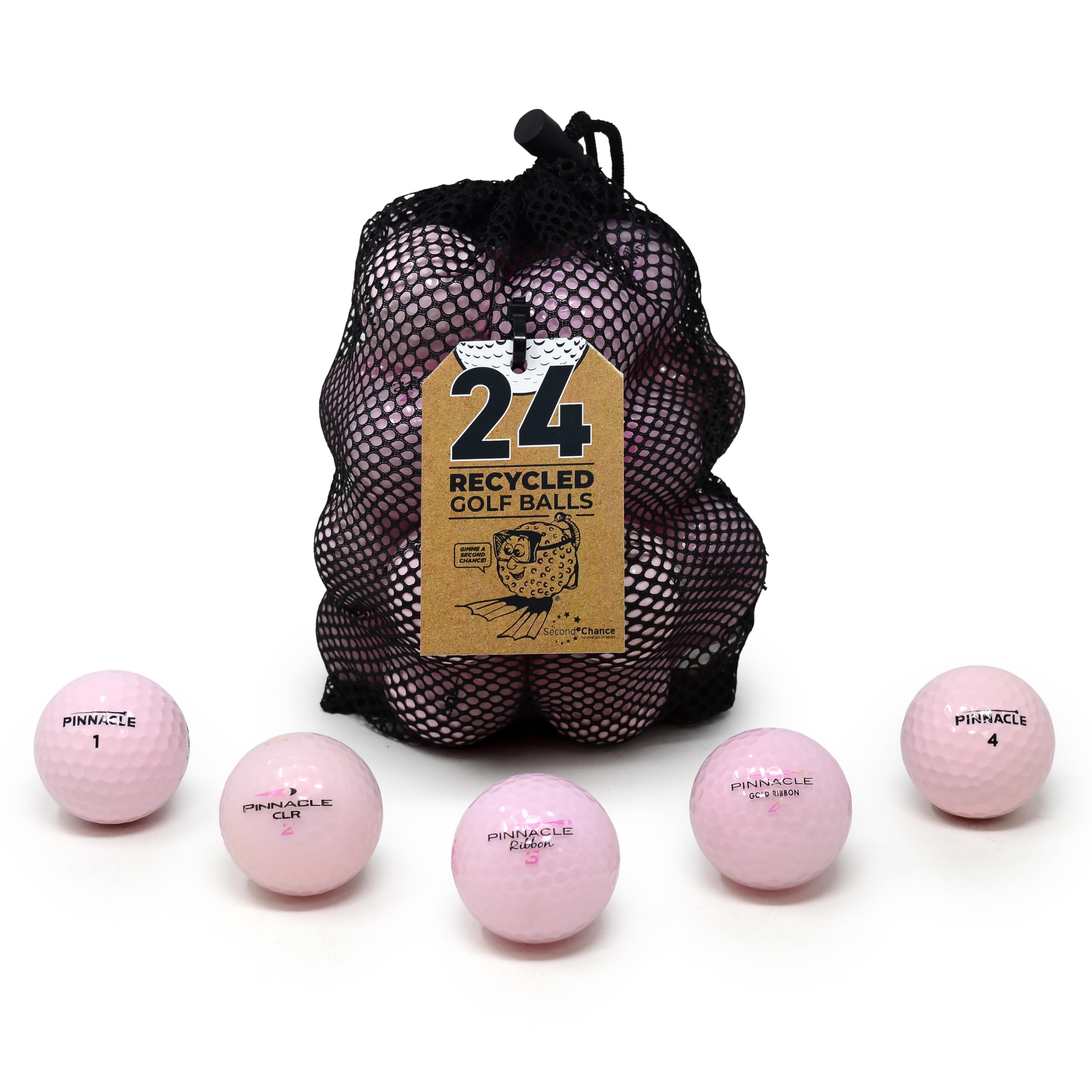 Second Chance Pinnacle Grade A Used Golf Balls - 24 Pack, Pink, Recycled Lake Golf Balls Lake Balls, Mixed Pinnacle Model Golf Balls for Exceptional Performance