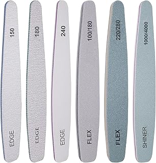 Nail File and Buffer Set, 6 Pcs Professional Nail File Kit for Acrylic and Natural Nails, 100/150/180/220/240/280/1000/400...