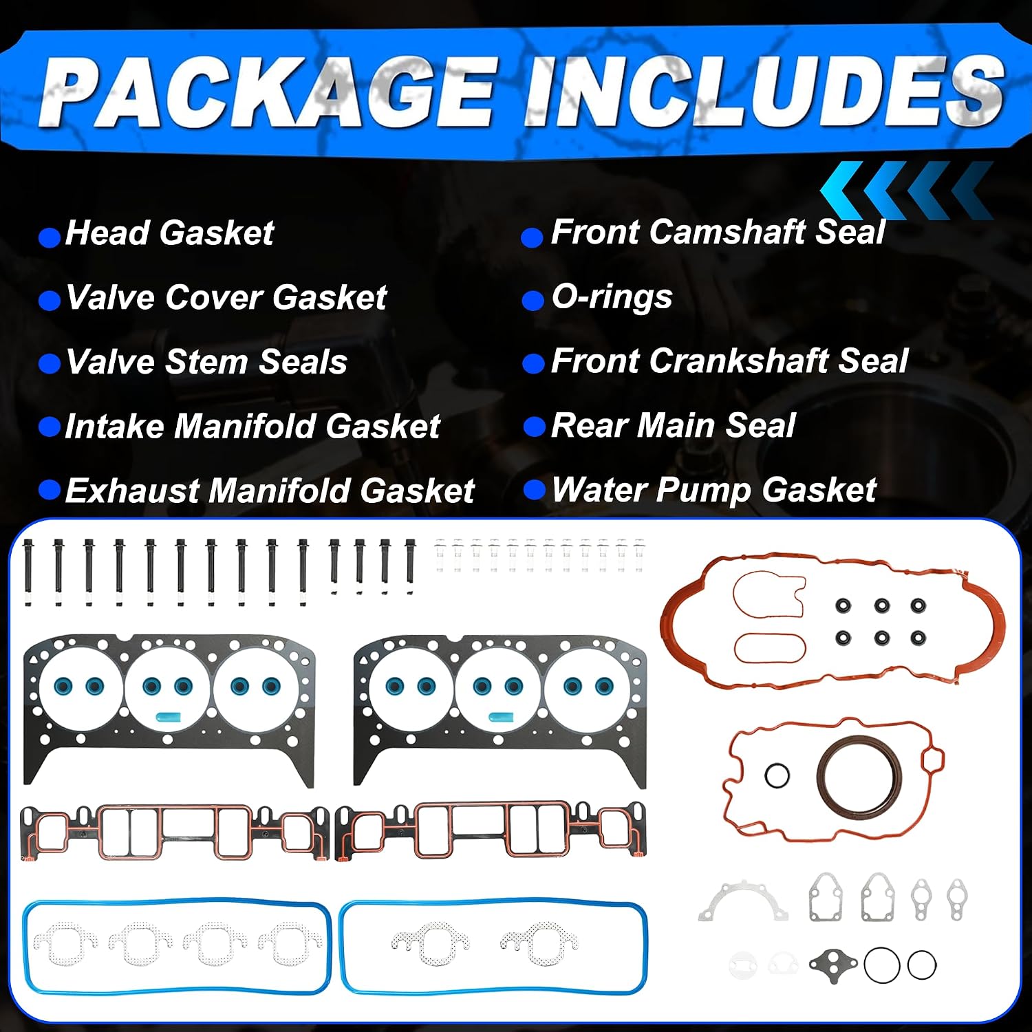 4.3 Full Gasket Set w/Cylinder Head Bolts Fit for Chevrolet GMC Astro Blazer C1500 Express 4.3L 1996-2006 OHV VIN X W VORTEC HS9354PT-6 CS9354-3