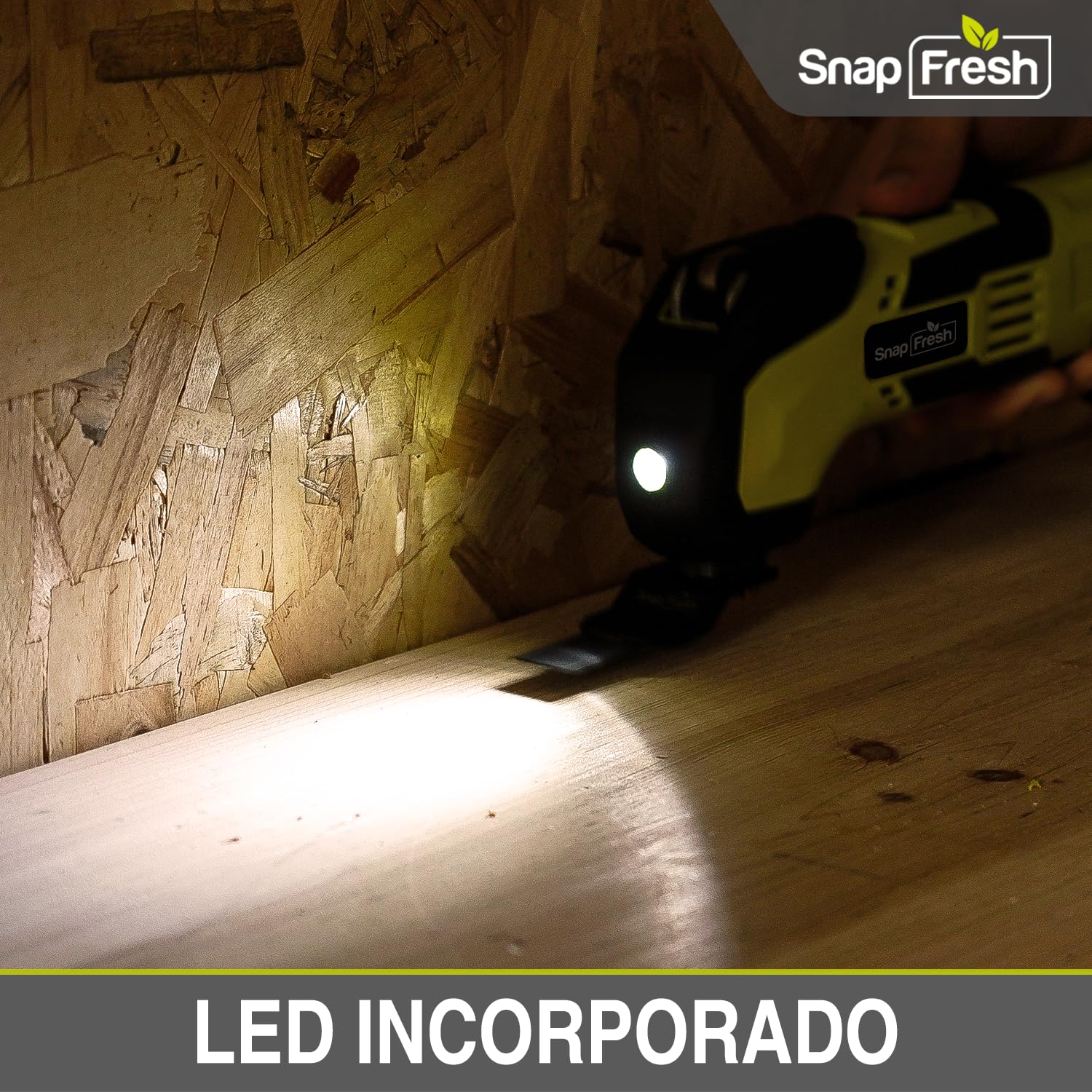 SnapFresh Herramienta oscilante inalámbrica, multiherramienta de 20 V con 6 velocidades, ángulo de oscilación de 3,2°, 22 accesorios, batería de 2,0 Ah y cargador rápido, kit de herramientas para