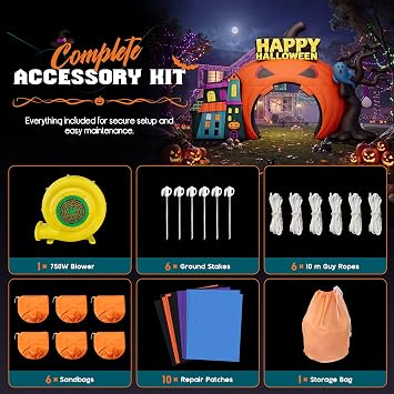 Albott 19.7 FT Commercial Halloween Inflatable Pumpkin Arch, 420D Oxford