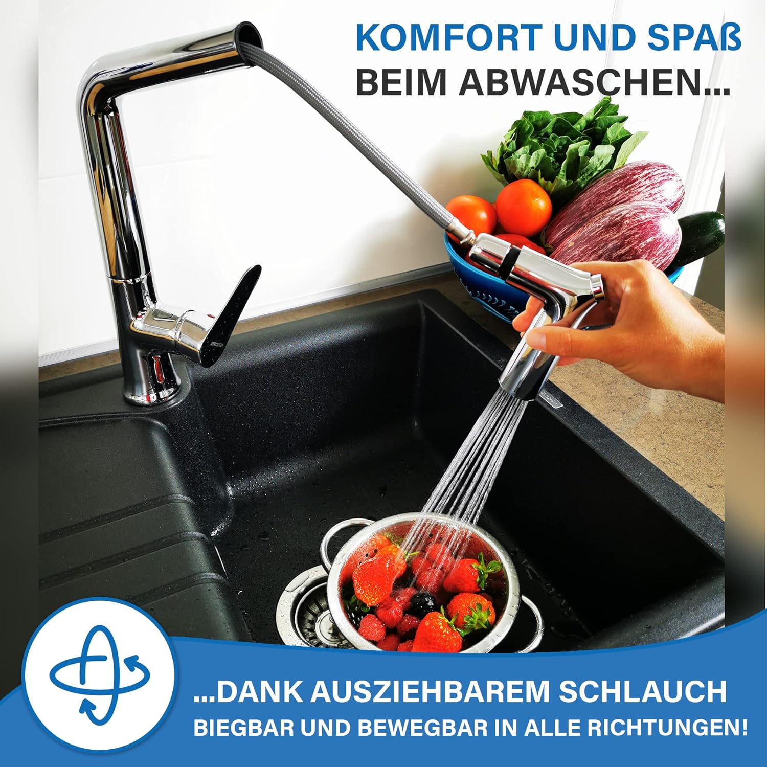 GROVEEN® Kitchen Tap Extendible Kitchen Tap with Shower Head Tap