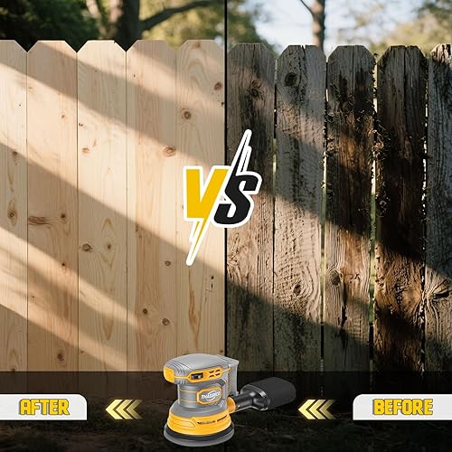 Miniatura 6 de Lijadora orbital inalámbrica compatible con Dewalt 20V 60V, lijadora orbital eléctrica con sin escobillas 12000 RPM, 6 discos variables, lijadora de