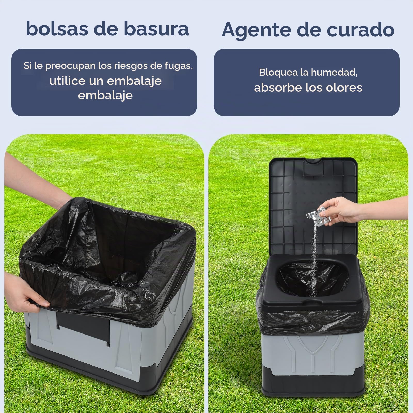 OTraki Inodoro Portátil, WC Portátil para Camping Baño Portatil con Coagulante Potty Camper con Portapañuelos Capacidad de Carga hasta 150kg para Acampar, Senderismo, Viajar, Pescar