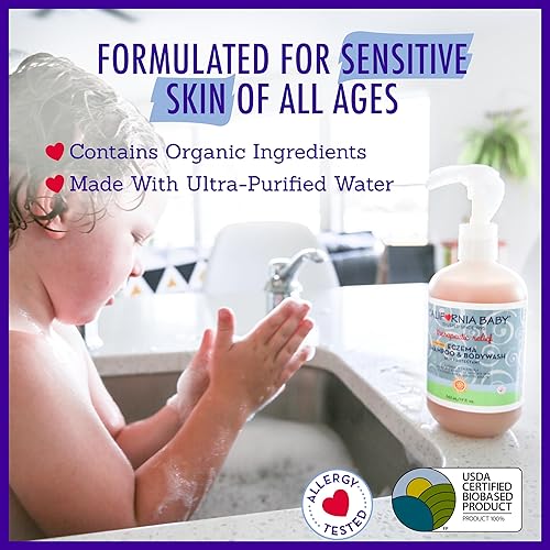 Miniatura 7 de California Baby Juego de tratamiento para eccema, crema para eccema de 2 onzas + gel de baño para eccema de 8.5 onzas, avena coloidal + aloe vera,