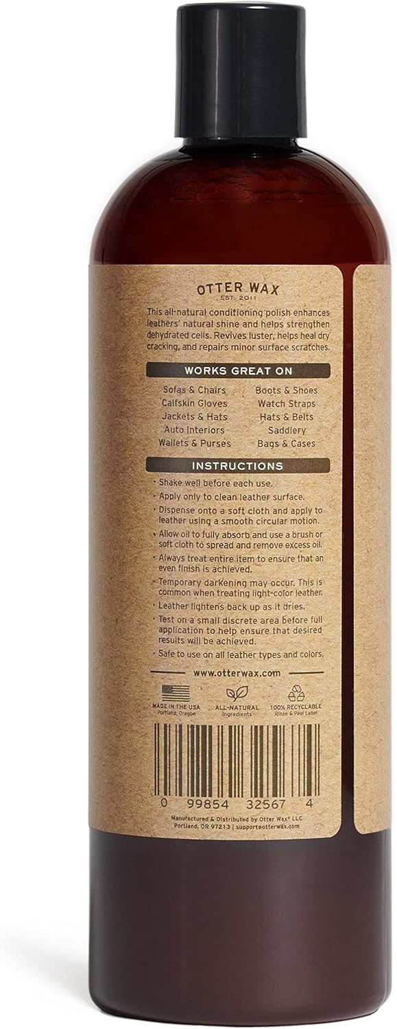 Otter Wax Conditioning Leather Oil - 16oz - All-Natural Polishing Treatment For Furniture, Boots, Car Seats, Jackets, Shoes & Bags - Image 2