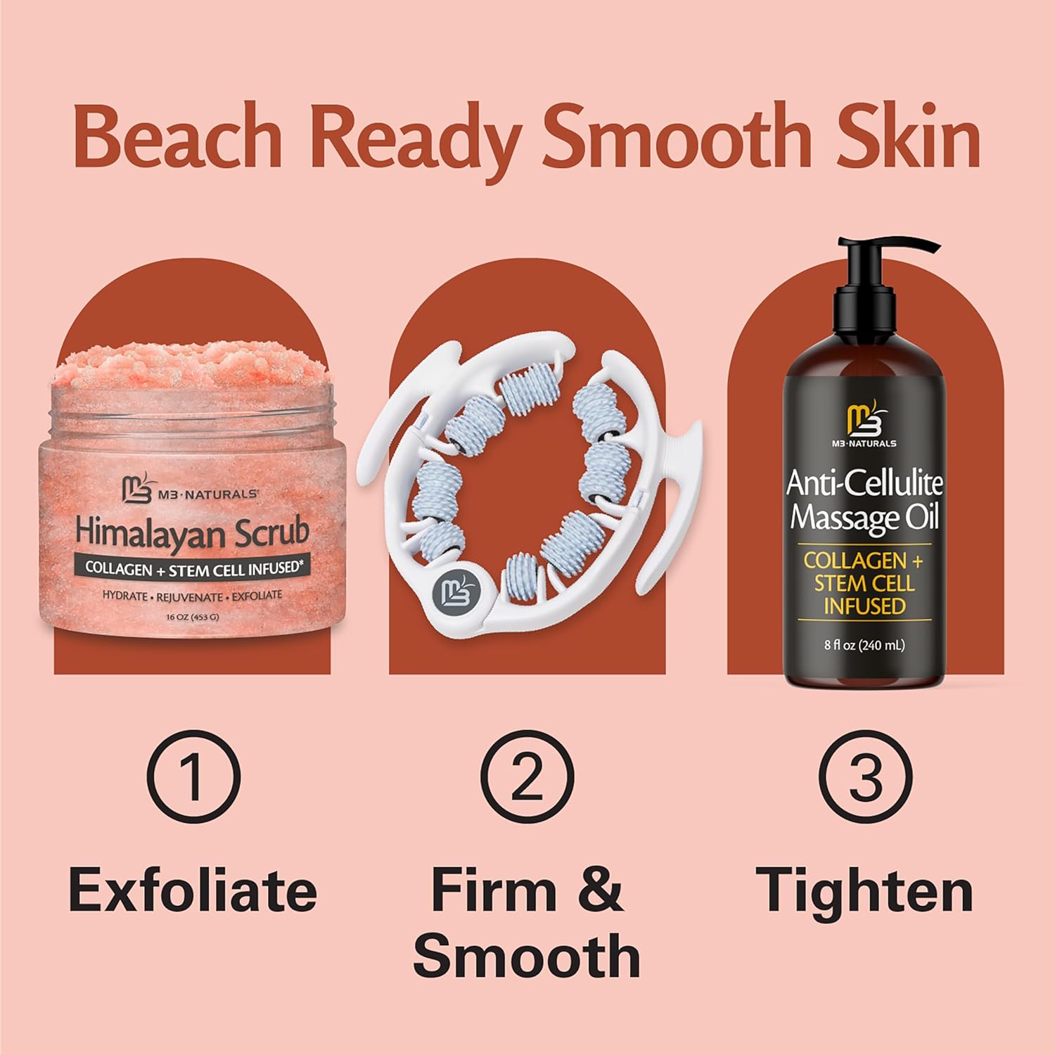 Himalayan Salt Scrub, Face, Foot, and Body Exfoliator with Collagen and Stem Cells, Exfoliating Scrub for Toning, Cellulite, and Skin Care by M3 16 fl oz - Image 6