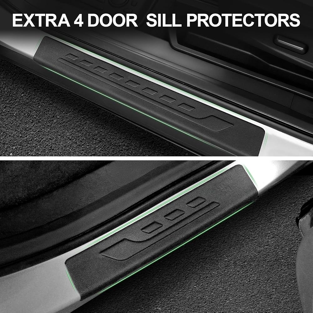 Floor Mats for Ford Escape 2013-2019 and C-Max 2013-2018, TPE All Weather Durable Floor Liners Door Sill Guards for Ford Escape Accessories