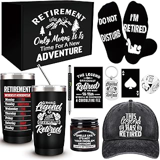 SIXVALA 10 Pcs Retirement Gifts for Men 2025, This Legend Has Retired, Happy Retirement Gifts for Dad, Grandpa, Coworker, Teachers, Boss, Friends, Retirees, 20 Oz Tumbler Best Retirement Gifts Basket
