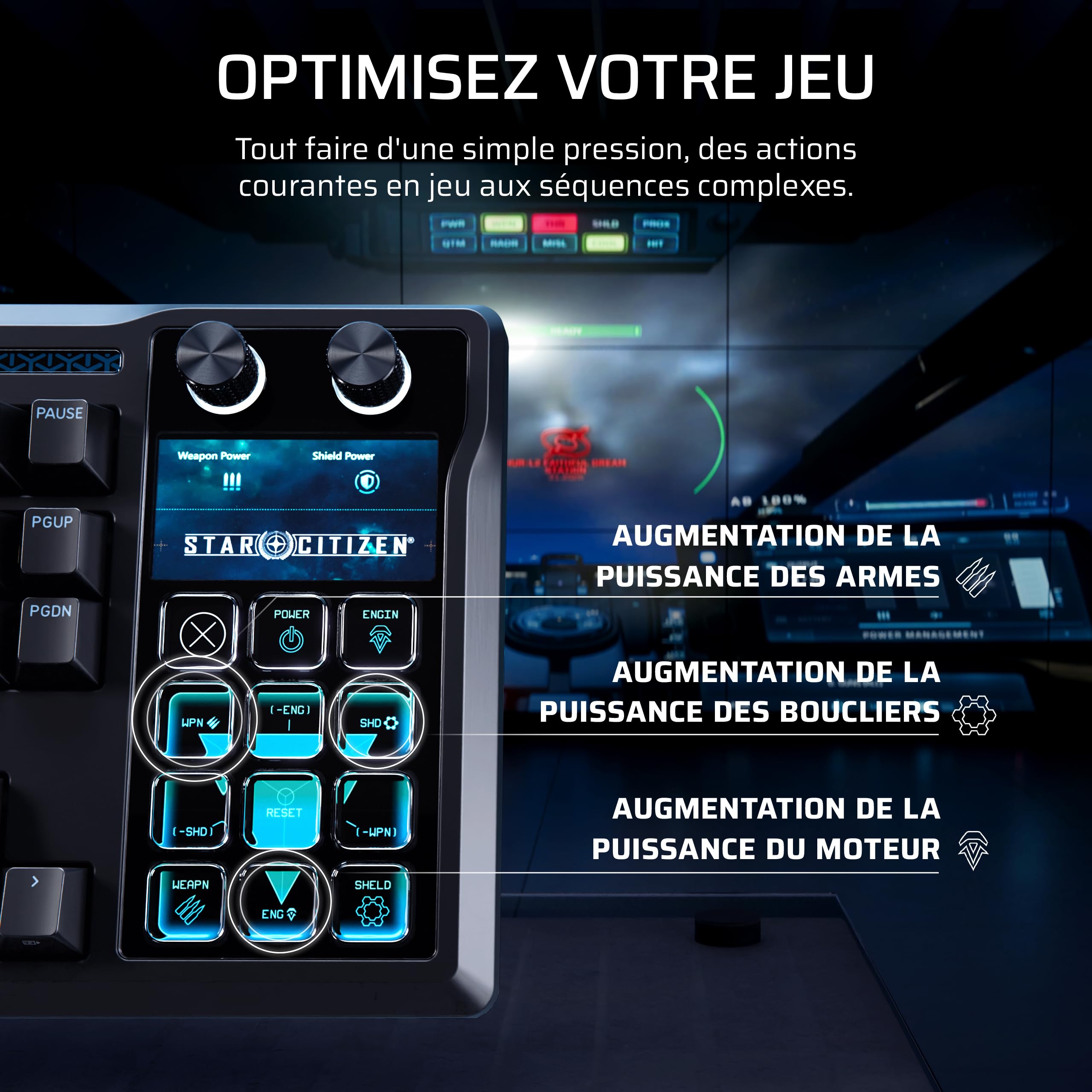 Corsair Galleon 100 SD Clavier Mécanique Filaire (AZERTY FR) – Noir | Elgato Stream Deck Intégré, Commutateurs MLX Pulse Thocky Pré-Lubrifiés et Remplaçables à Chaud, FlashTap SOCD, 8000 Hz