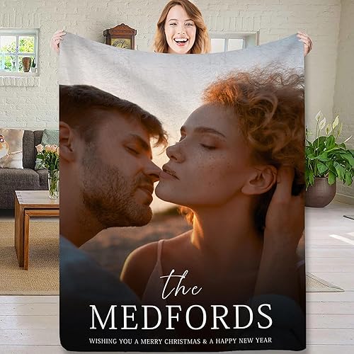 Miniatura 1 de Manta personalizada con collages de fotos, hecha en Estados Unidos, mantas personalizadas con texto de imagen, para papá, mamá, esposa, amigos,