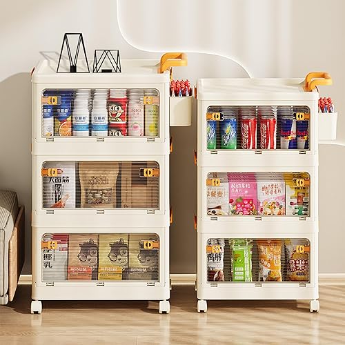 Miniatura 6 de Contenedores de almacenamiento de 58 cuartos de galón con tapas, carrito de almacenamiento apilable con puertas transparentes, carrito de