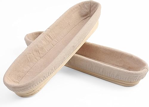 Miniatura 2 de Cesta a prueba de pan, kit de iniciación de suministros para hornear pan de masa madre (un ovalado, un paquete redondo)