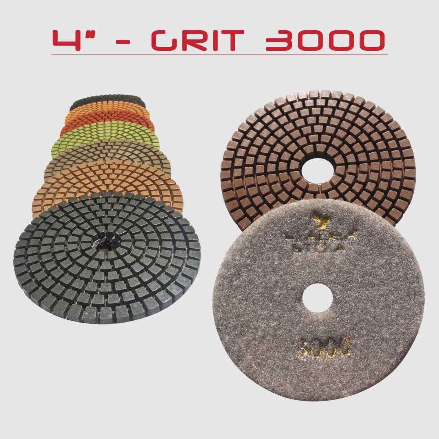 STADEA Premium Grade Wet 4" Diamond Polishing Pads Set For GRANITE MARBLE STONE Polish