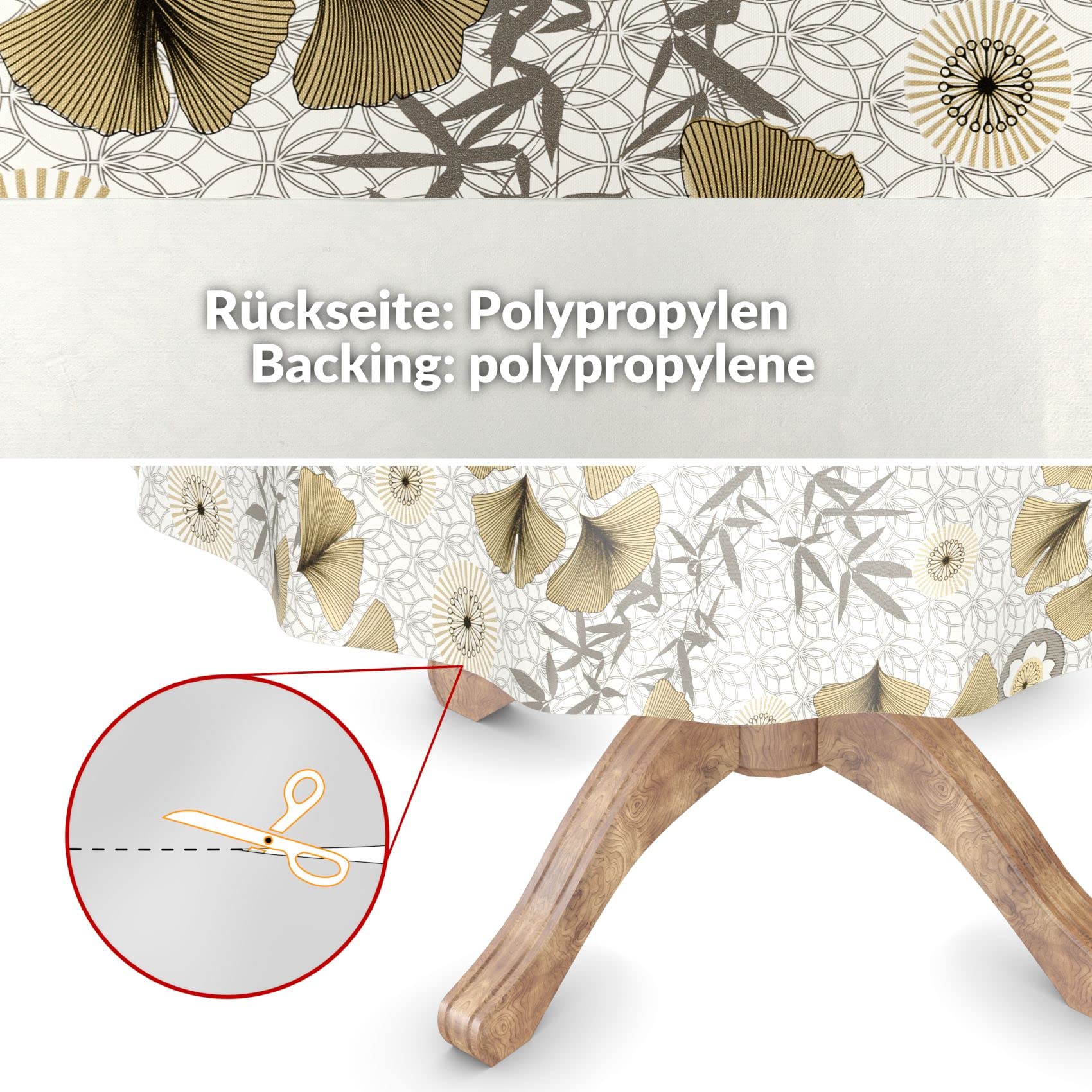 Tovaglia cerata, lavabile, per giardino, rettangolare, ovale, rotonda, 140 cm, con bordo tagliato, motivo floreale