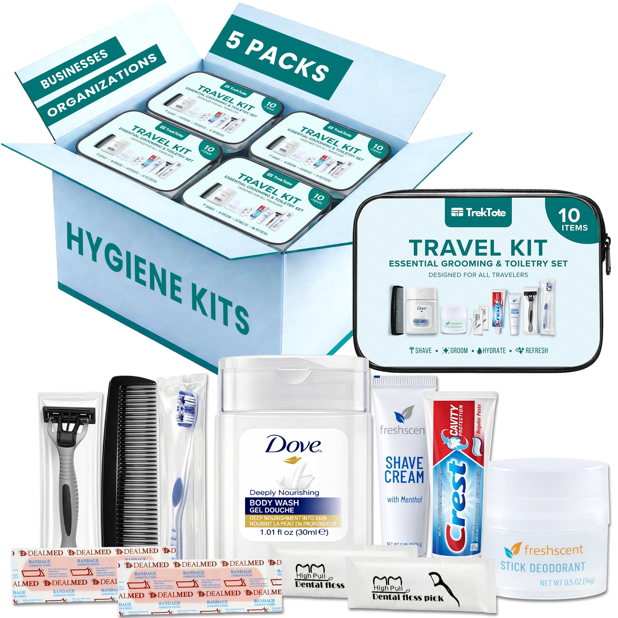 Amazon.com: TrekTote Bulk 10 Piece Hygiene Kit Travel Size