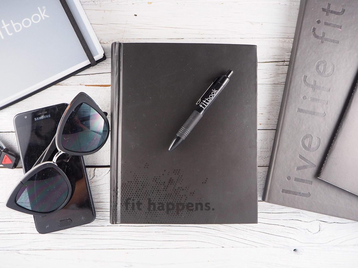 Fitlosophy fitspiration 'fit happens' Fitness Goal Tracker and Daily Gratitude Journal : Everything Else