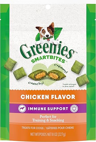 Greenies Smartbites - Golosinas crujientes y suaves para perros, sabor a pollo, paquete de 8 onzas