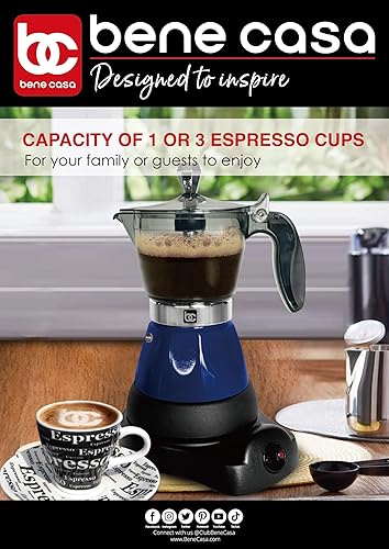Miniatura 9 de Bene Casa Cafetera eléctrica portátil azul para café expreso, 1-3 tazaschupitos (1, azul)