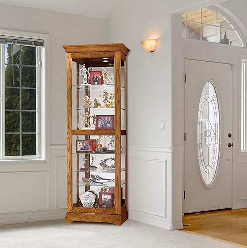 Miniatura 2 de Howard Miller Moorland Curio Cabinet 680-471 - Decoración del hogar con acabado de roble legado, seis estantes, vitrina de siete niveles, puerta