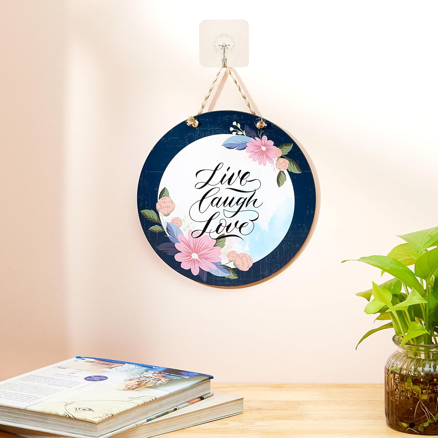 Amazon Brand - Solimo Engineered Wood MDF Wall Hanging For Home Decor | Live Love Laugh, 23 Cm offers donot miss