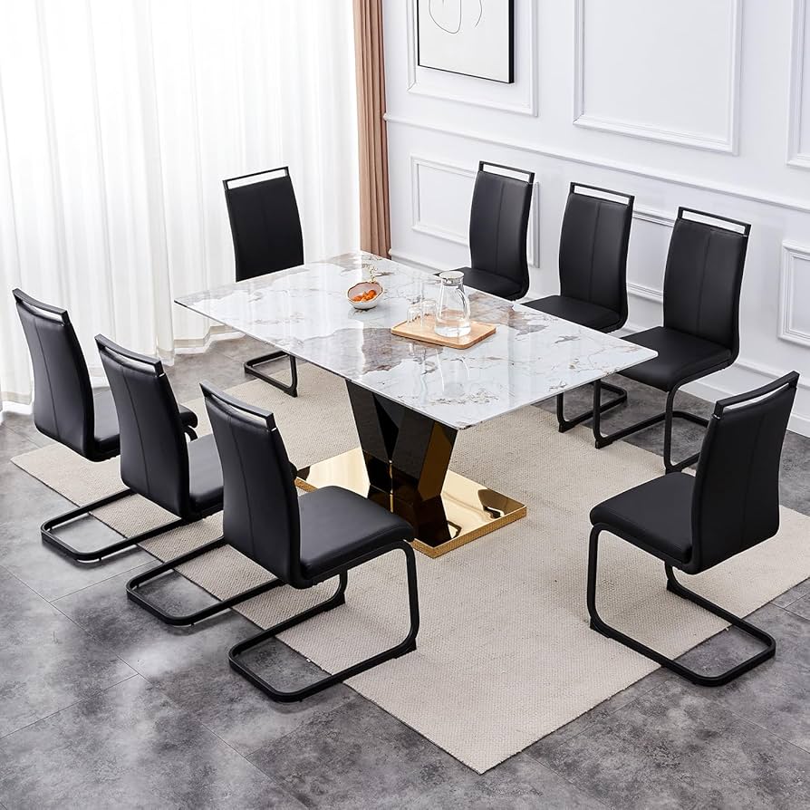 Amazon.com - LUFTUT 71'' Dining Table Set for 8,White Dining