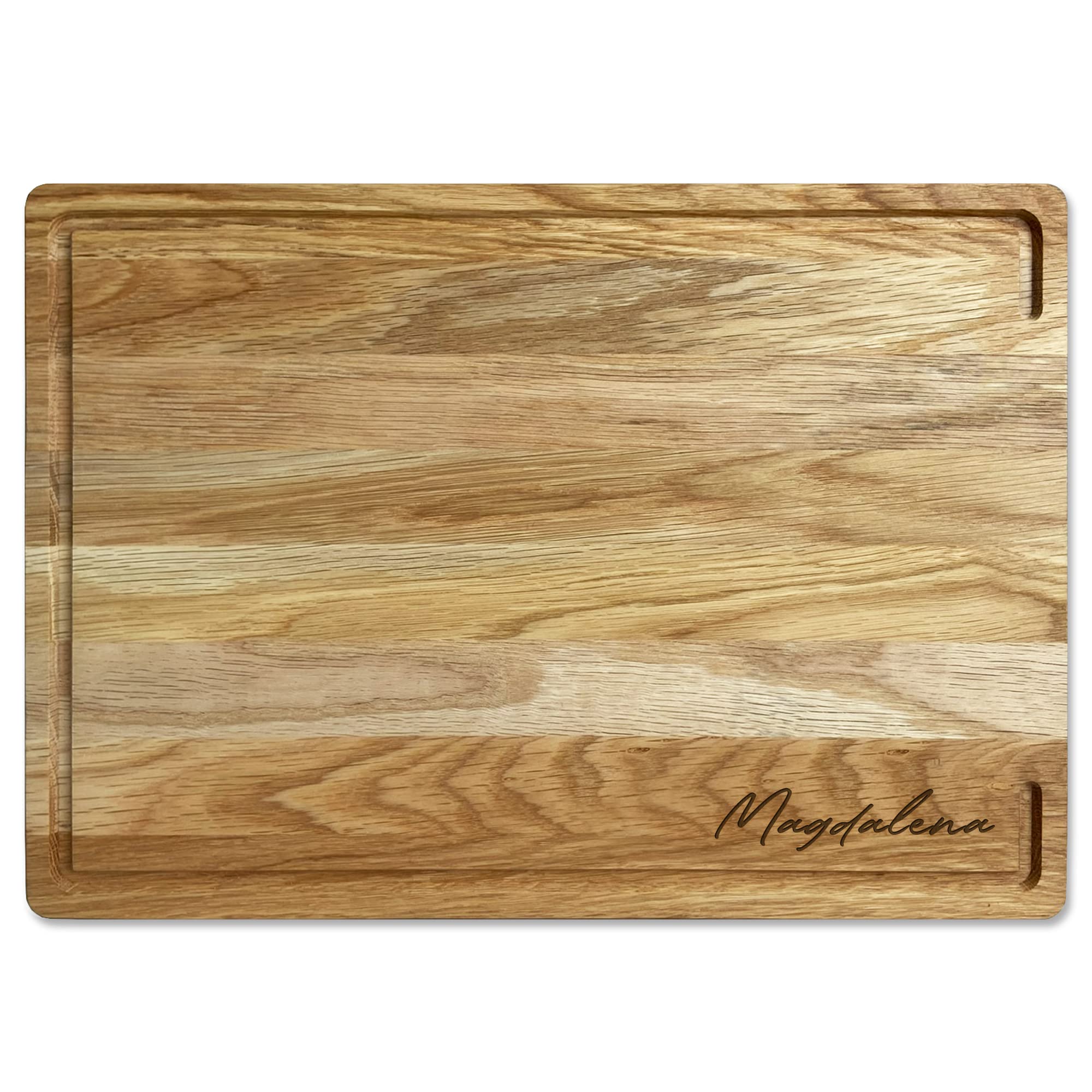 LOOXIS Personalisiertes Premium Schneidebrett mit Namen graviert – 40x30 cm, Eichenholz, Saftrille, Steakbrett, Charcuterie Board – Geschenkidee Männer, Frauen, Vatertag, Muttertag, Einzug – Motiv 8