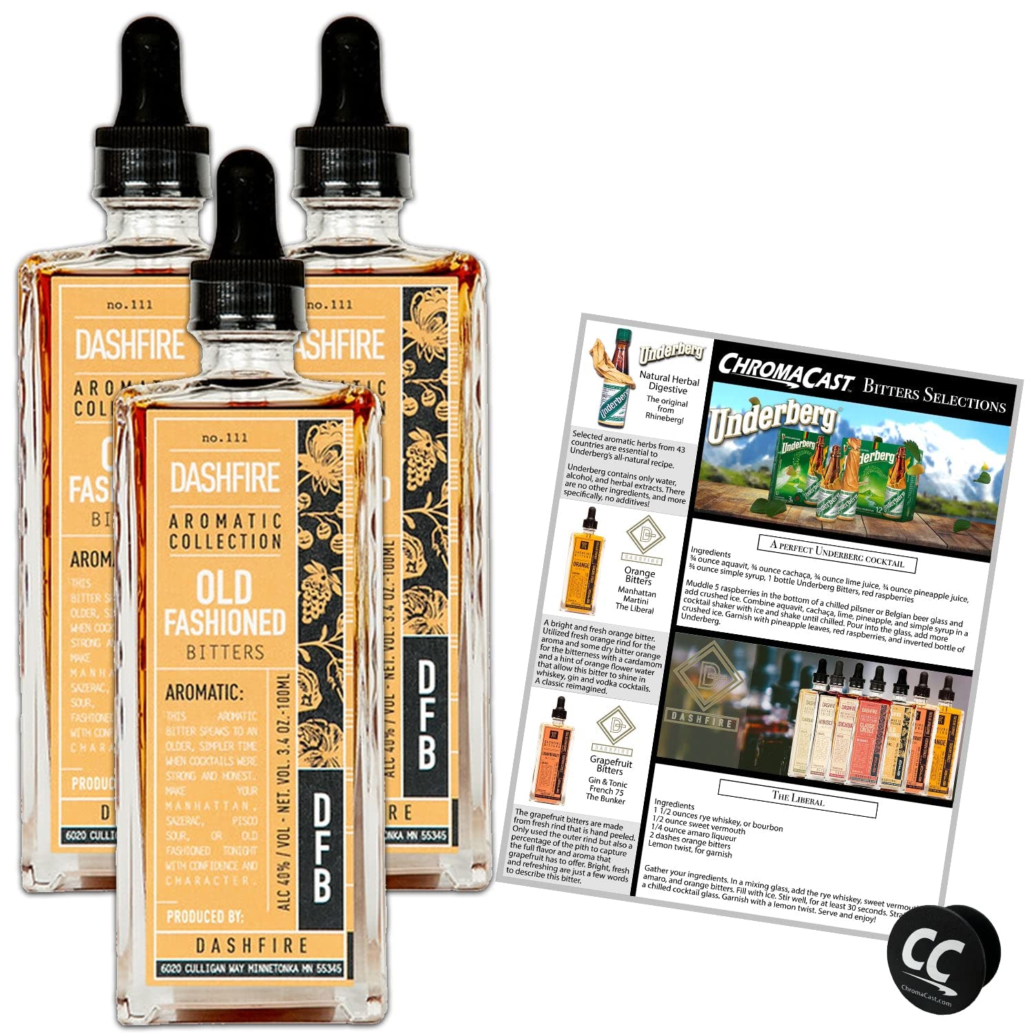 Dashfire Old Fashioned Cocktail Bitters 3pk, 100ml./btl