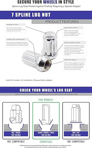 Miniatura 4 de Wheel Accessories Parts Juego de 20 tuercas cromadas de 916 de 1.50 pulgadas de largo, con bloqueo de diámetro pequeño para camión de 916 pulgadas