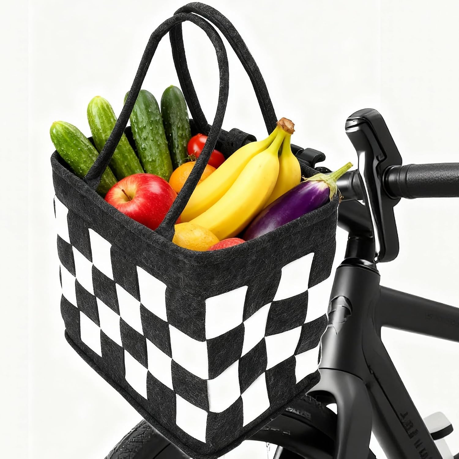 Bike Basket Front for Bike, Woven Felt Bicycle Handlebar Basket for Adults, Detachable Storage Basket for Commuting, Shopping, Picnic, Daily Riding Accessories image 5
