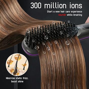 Go Brush Pro Ultra UK 2026, Cordless Hair Straightener Brush with Ionic Technology, Portable Heated Straightening Brush for Women, Dual Voltage, 4 Heat Levels & LED Display, MCH Ceramic Heating Techno