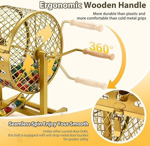 Miniatura 4 de Aufg - Juego de bingo de abeto, juego de bingo incluye jaula de bingo grande, fichas transparentes coloridas, 30 tarjetas mixtas y 75 bolas de