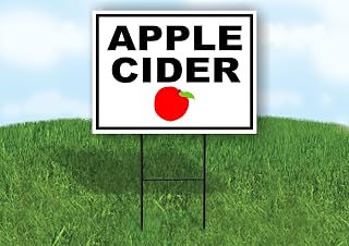 APPLE CIDER APPLE BLACK BORDER - Double Sided Yard Sign ROAD SIGN with Stand