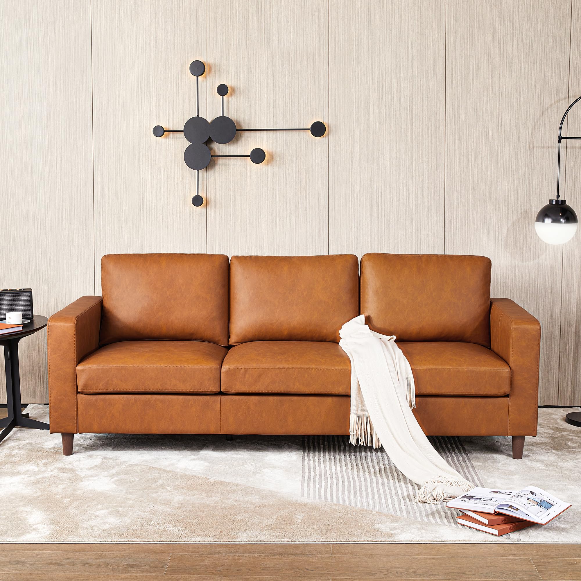Photo 1 of ***SIMILAR ITEM***IDEALHOUSE Leather Couch 83 inch, Modern Sofa 3 Seater with Deep Seat & Padded Backrest, Faux Leather Couch with Armrests for Living Room, Bedroom, Office