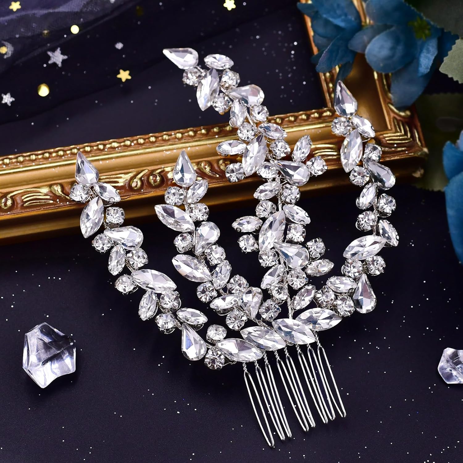Wedding Hair Comb Rhinestone Bridal Headpiece Sparkling Wedding Hair Accessories for Women and Girls