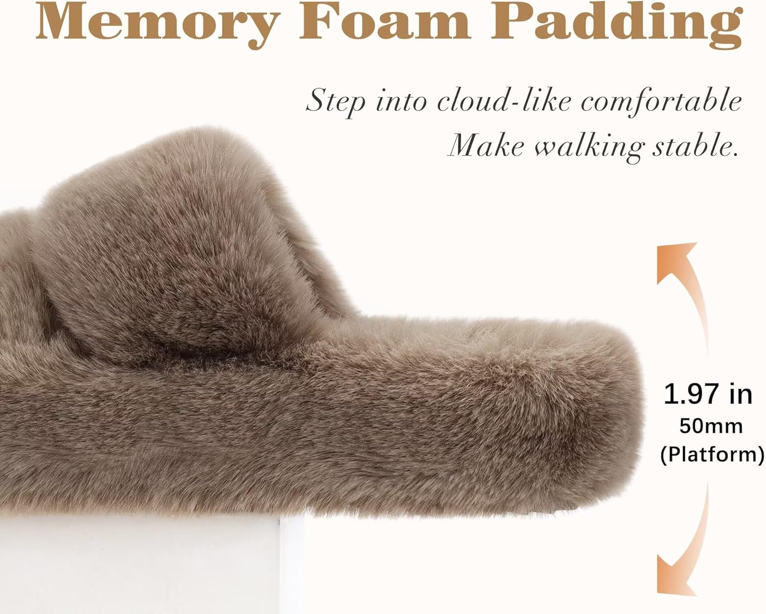 COFACE Women's Fuzzy Slippers Memory Foam Open Toe Slip On House Shoes Size 5-11 - Image 3