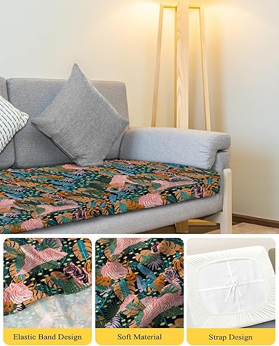 Miniatura 4 de Fundas de cojín para sofá, diseño de selva tropical, selva tropical, rayas rojas, tigres y tigres, fundas protectoras de muebles para perros o