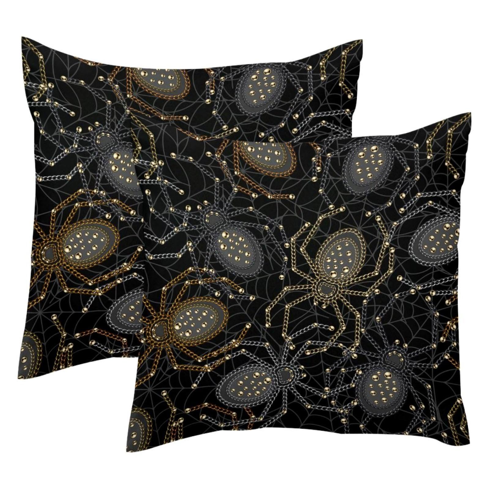 Housse de coussin gothique velours doux double face lavable et résistante 50x50 cm, lot de 2