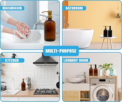 Miniatura 2 de Dispensador de jabón de vidrio transparente para fregadero de cocina con bomba a prueba de óxido, dispensador de jabón líquido recargable para baño,