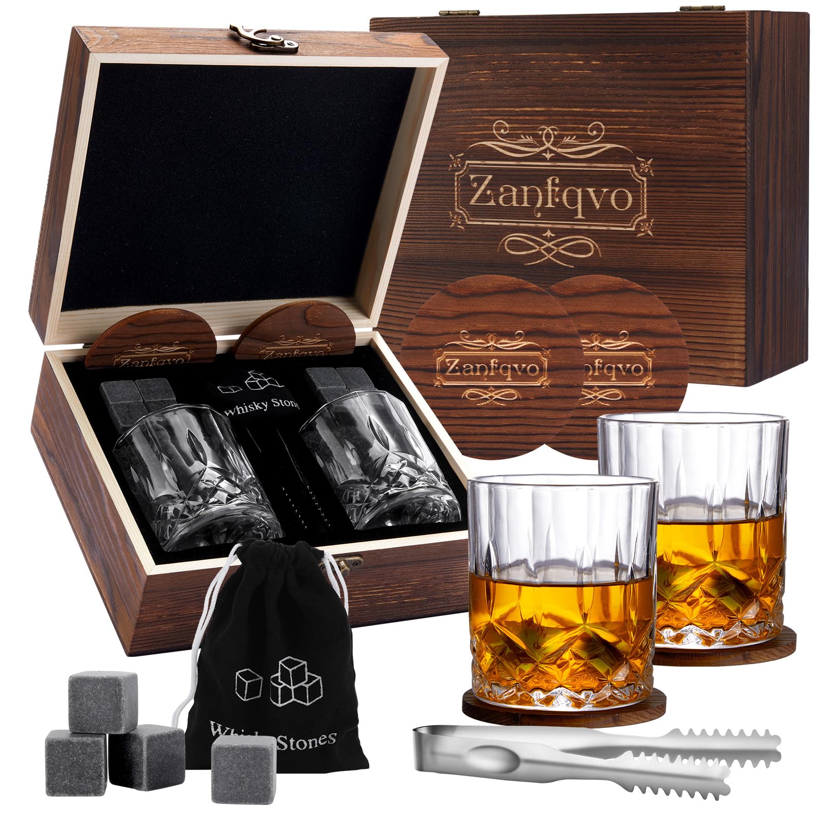 Set Regalo Whisky Con Bicchieri E Pietre Di Raffreddamento In Acciaio - Ideale Per Uomini - Foto 10