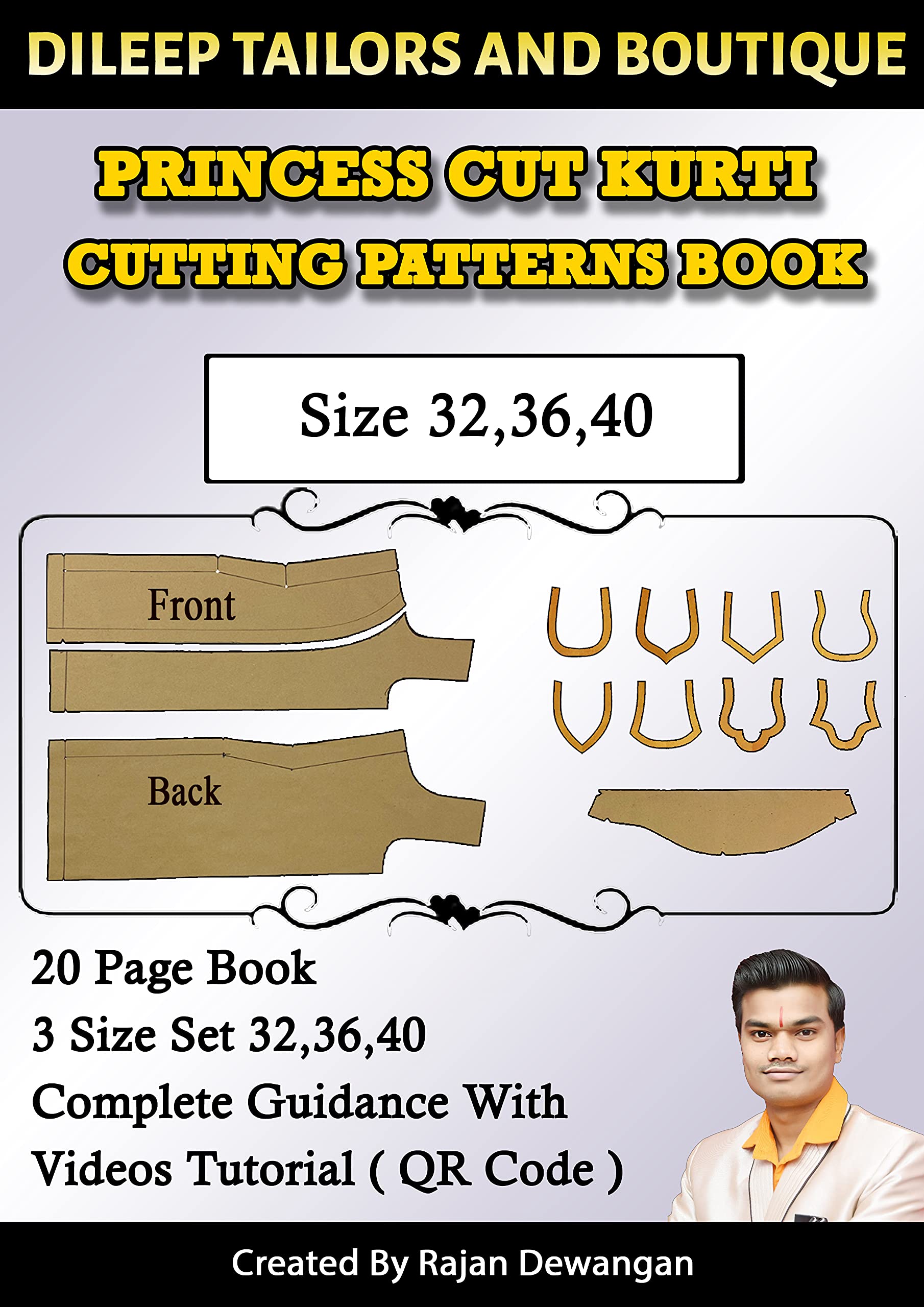 Dileep Tailors Princess Cut Kurti Paper Cutting Patterns With Cutting Tutorial Book Set Of 3 Size 32,36,40