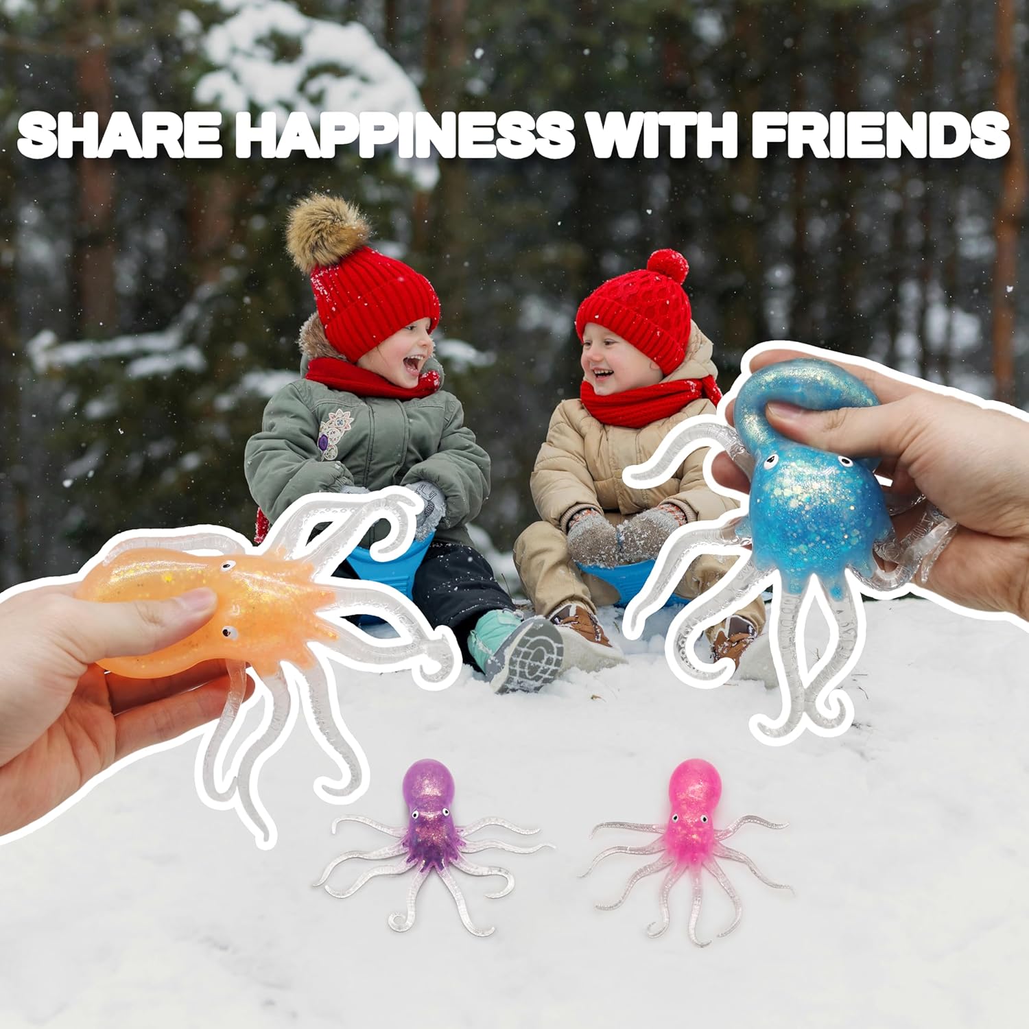 ZTATU Octopus Toy Stress Balls for Adults (1PCS) Squishy Fidget Toys Glitter Stress Ball, Sea Animals Squishy Ball, Stress Relief Kids Party Favors Sensory Fidget, Easter Basket Stuffers