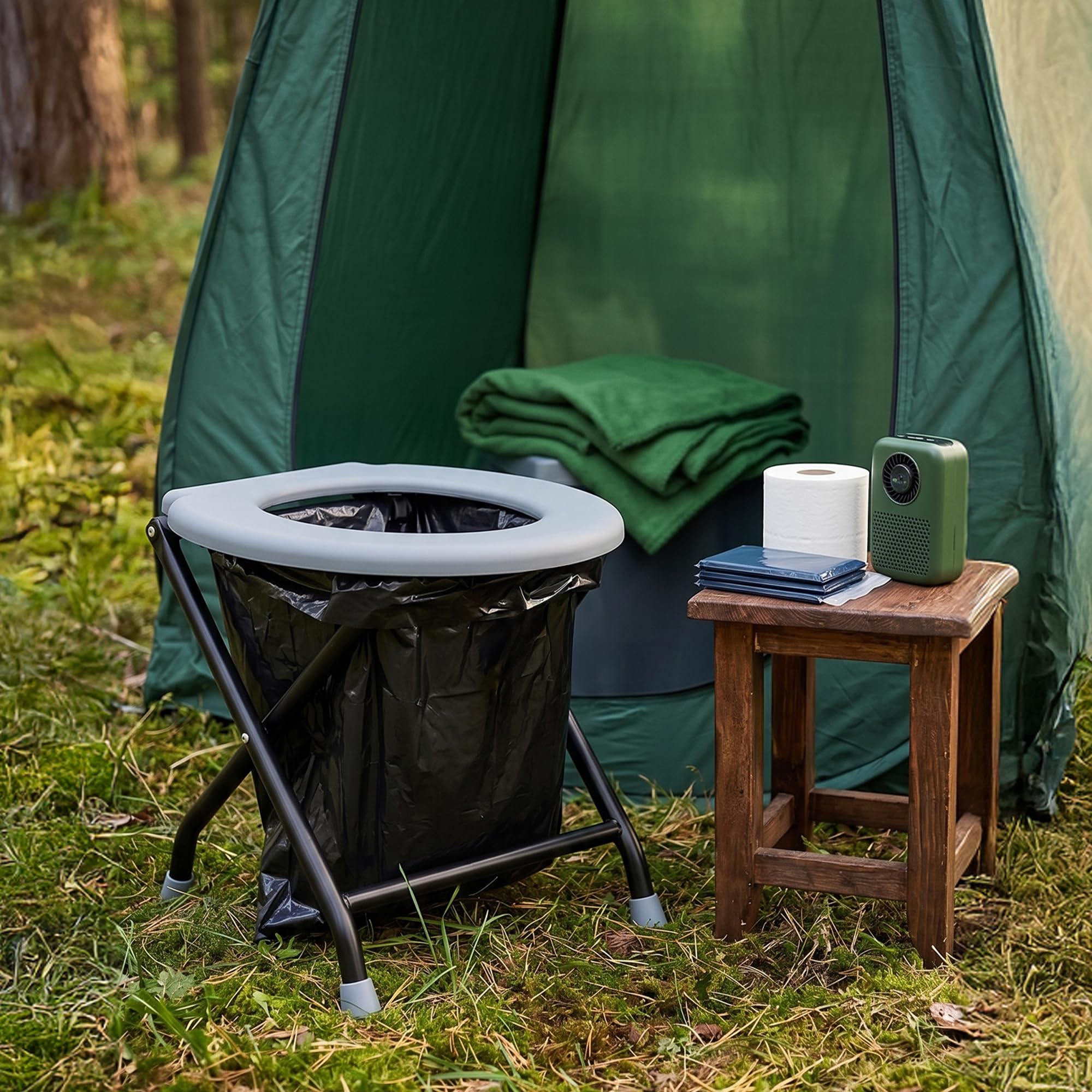 Yachticon Kit Toilette pliable avec 6 sacs - gris
